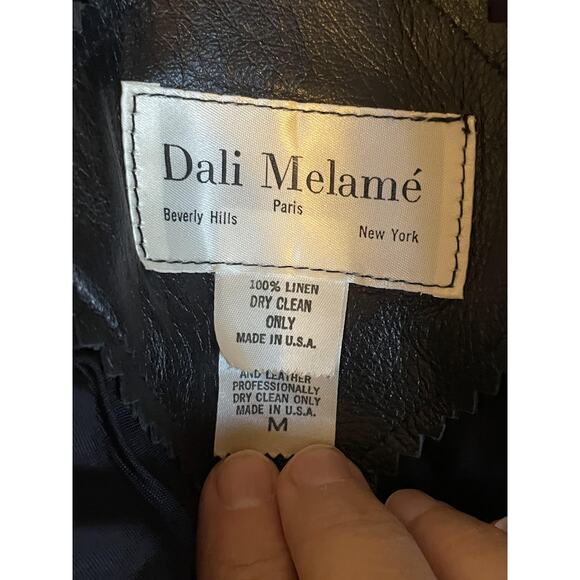 Vintage‎ Western Bolero Jacket Womens M Black Linen Leather Embellished 80s USA - Picture 7 of 11